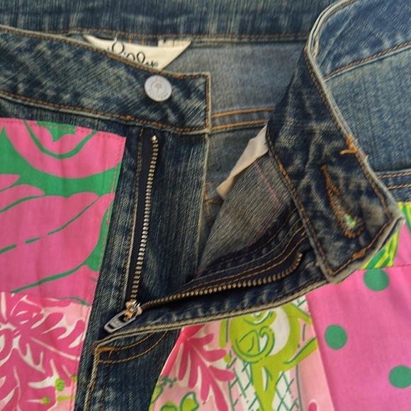 Lilly Pulitzer Patch Work Beaded Floral Denim Jeans Like New Rare Women’s Size 6 - Picture 7 of 15